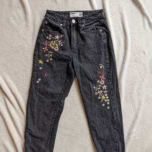 Embroidered garage mom jeans